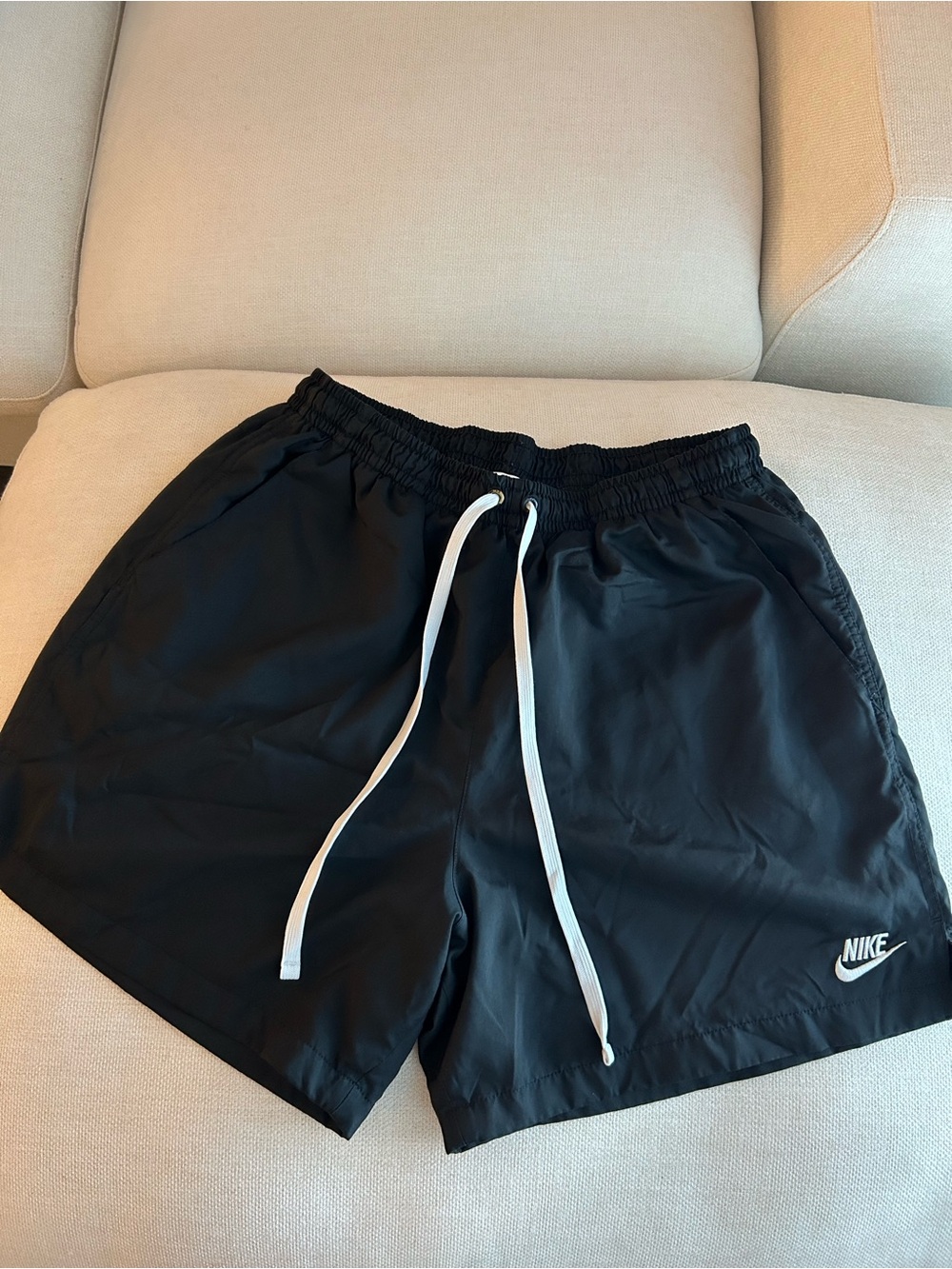Nike Black Athletic Shorts with White Drawcord